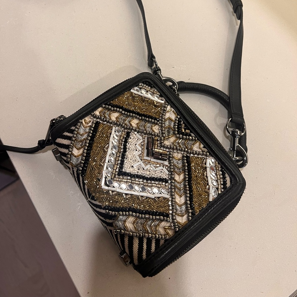 Rebecca minkoff sequin bag with strap 
7in wide X 5.5in length X 2 in depth